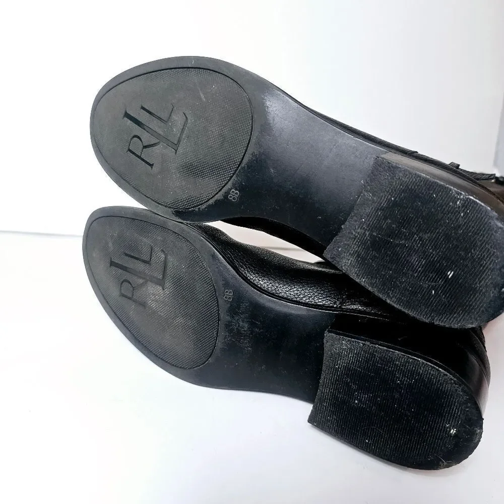 90s Lauren Ralph Lauren Mariella Pebbled Leather Two Tone Riding Boots Size 8